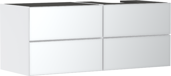 Meuble bas 1370/550 pour vasque/lavabo à poser à droite Xevolos E, 4 tiroirs, caisson Blanc mat
