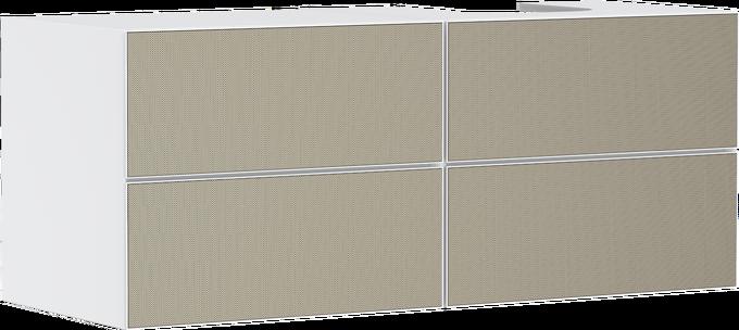 Onderkast mat wit 1370/550 met 4 laden voor console met opzetwastafel rechts