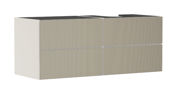 Meuble bas 1370/550 pour vasque/lavabo à poser à droite Xevolos E, 4 tiroirs, caisson Beige mat