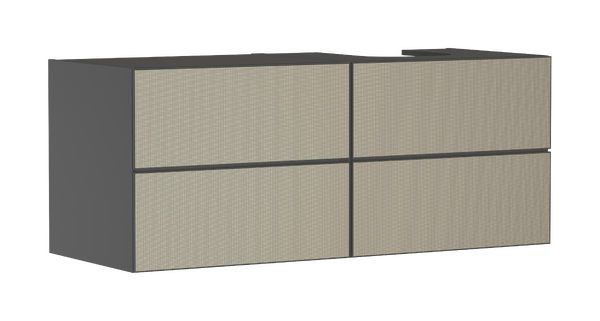 Meuble bas 1370/550 pour vasque/lavabo à poser Xevolos E à droite, 4 tiroirs, caisson Gris mat