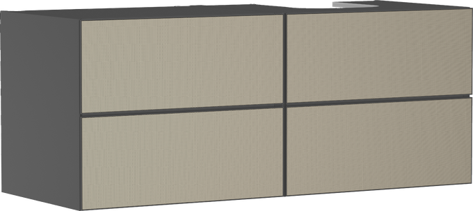 Skříňka pod umyvadlo břidlicová matná šedá 1370/550 se 4 zásuvkami pro desky se zápustným umyvadlem na desku vpravo