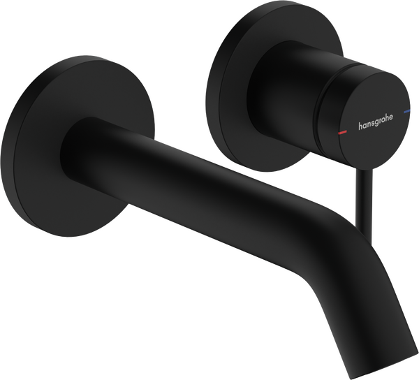 ééngreeps wastafelkraan inbouw voor wandmontage, met uitloop 16,5 cm Mat zwart