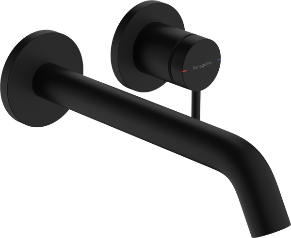 ééngreeps wastafelkraan inbouw voor wandmontage, met uitloop 22,5 cm Mat zwart