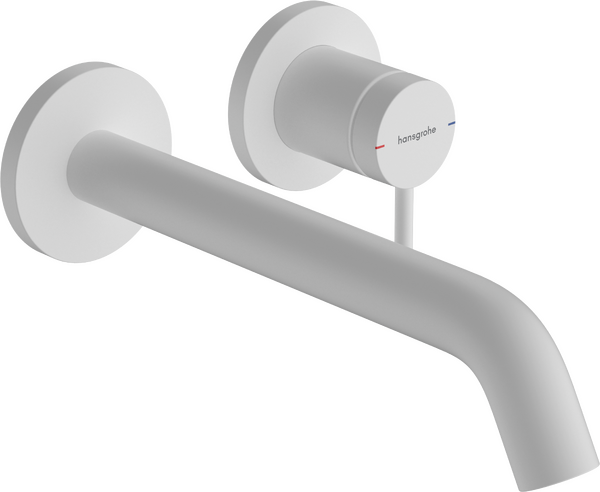 ééngreeps wastafelkraan inbouw voor wandmontage, met uitloop 22,5 cm Mat wit