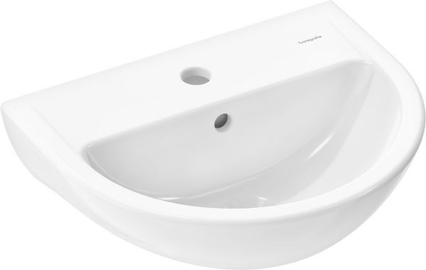 Mała umywalka wisząca 450/370 z otworem na baterię, z przelewem