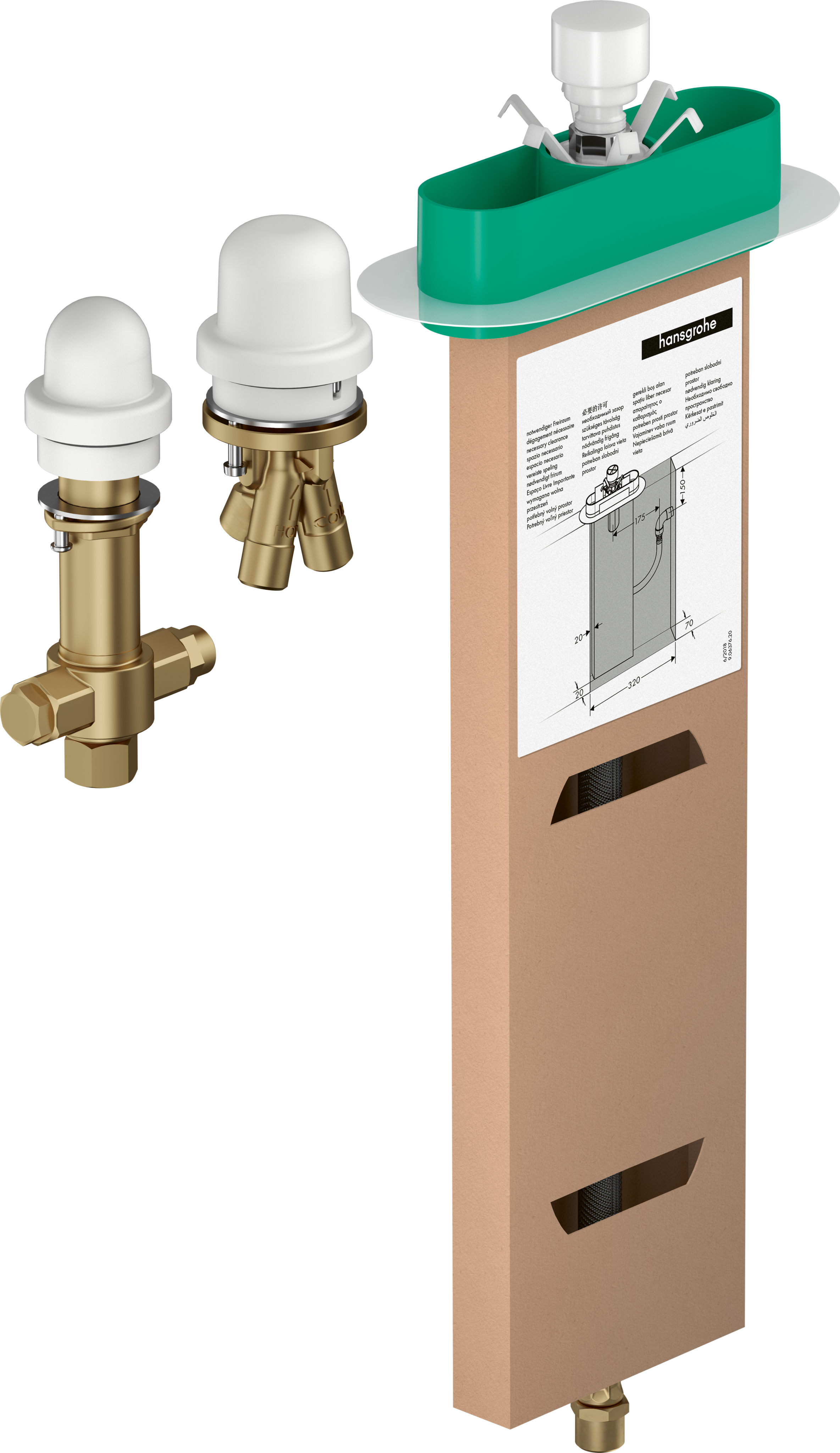 Basic set for 3-hole rim mounted single lever bath mixer