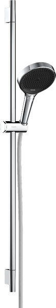 Duschset 130 3jet med duschstång S Puro 90 cm, Push duschhållare och Designflex textilduschslang 160 cm
