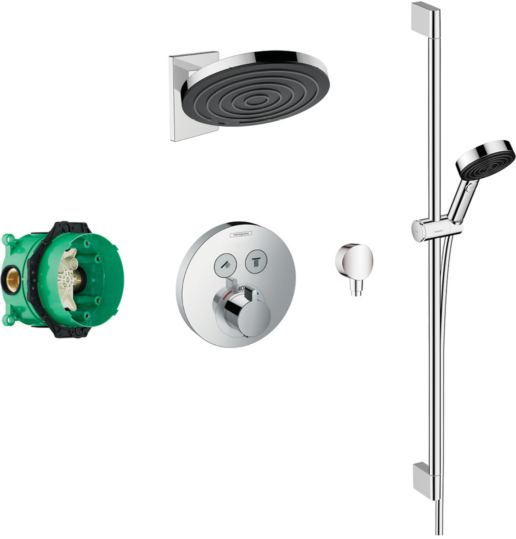 Bundle Round Select concealed valve with Pulsify (260) overhead and slide rail kit