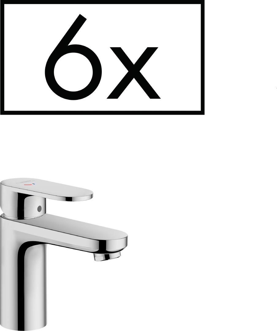 ééngreeps wastafelkraan 70 CoolStart met pop-up trekwaste projectverpakking 6x