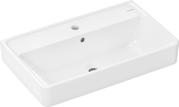 Lavabo compact 650/390 avec trou pour robinet et trop-plein, SmartClean