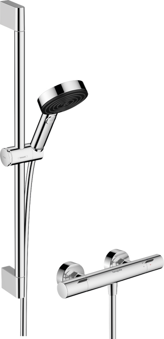 Set de ducha visto 105 3jet Relaxation EcoSmart con Ecostat Fine y barra de ducha 65 cm