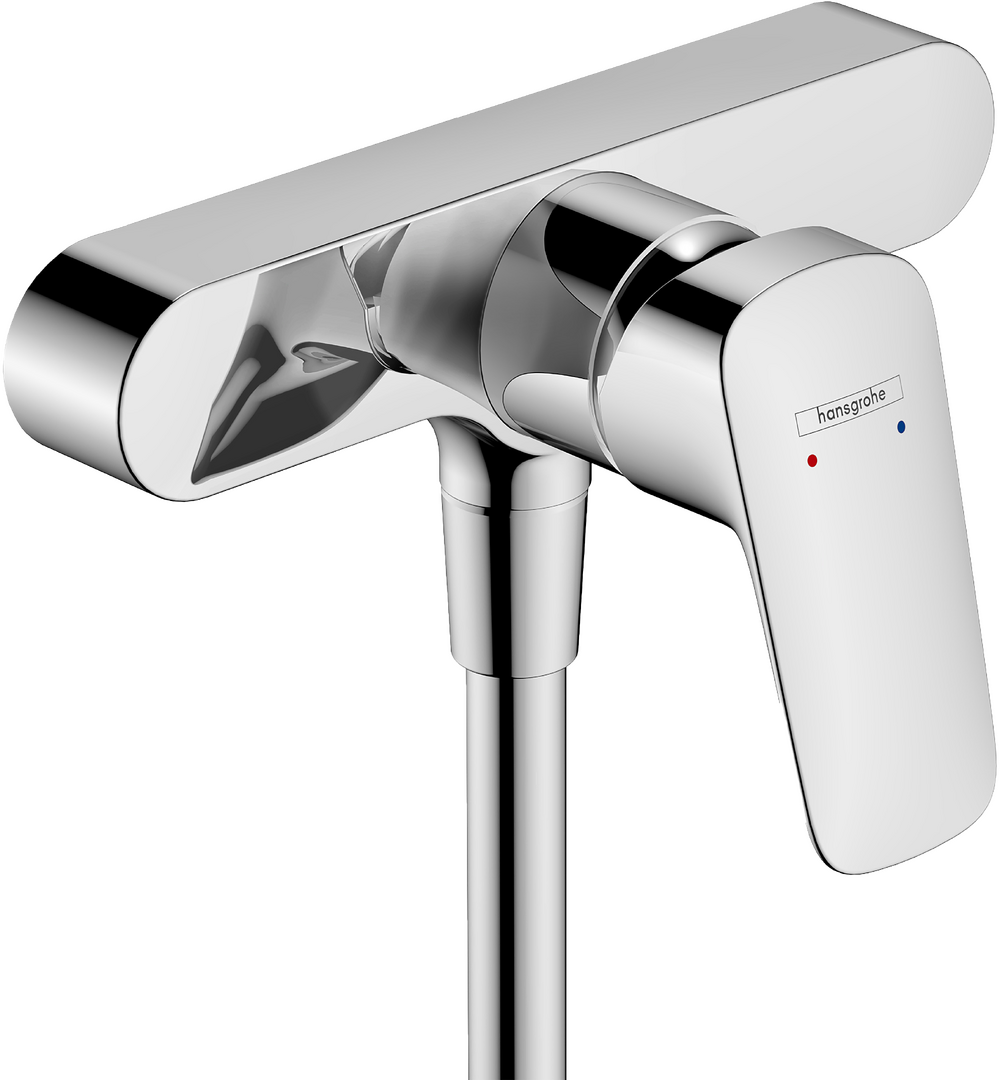 Single lever shower mixer for exposed installation with centre distance 15.3 cm
