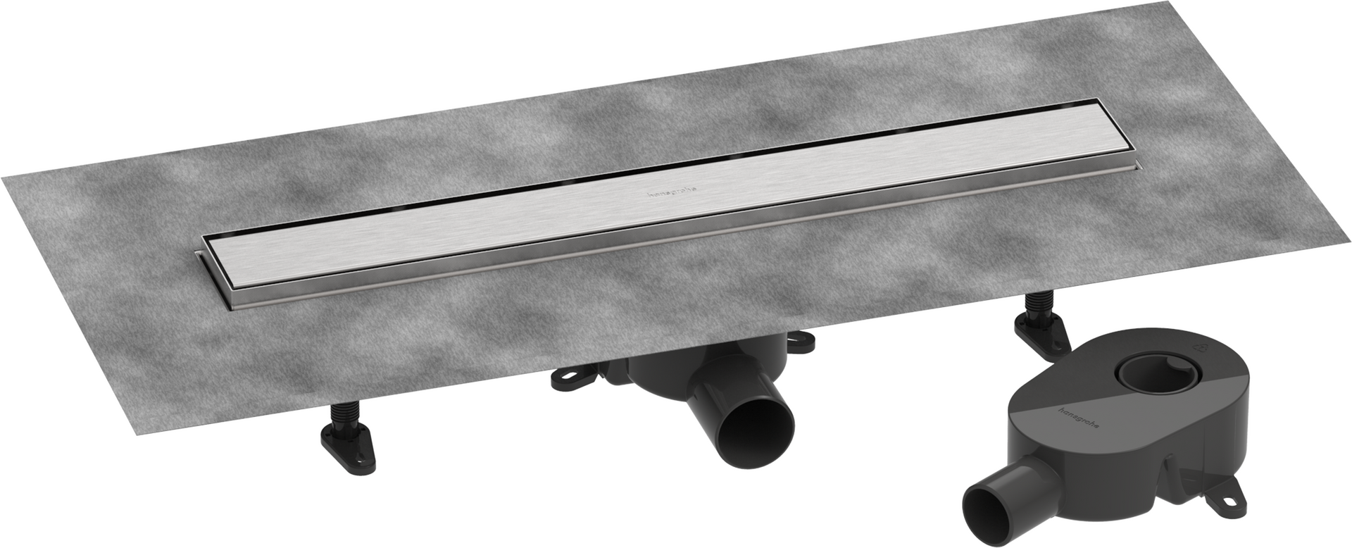 Complete set shower drain 600 tileable rear cover standard/flat installation