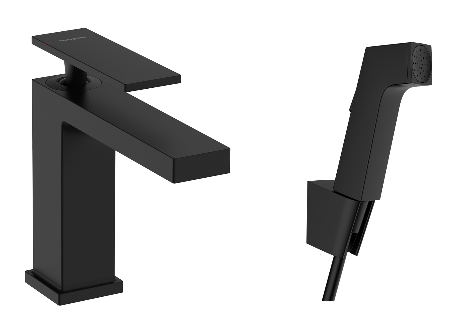 Single lever basin mixer 110 with bidette hand shower and shower hose 160 cm