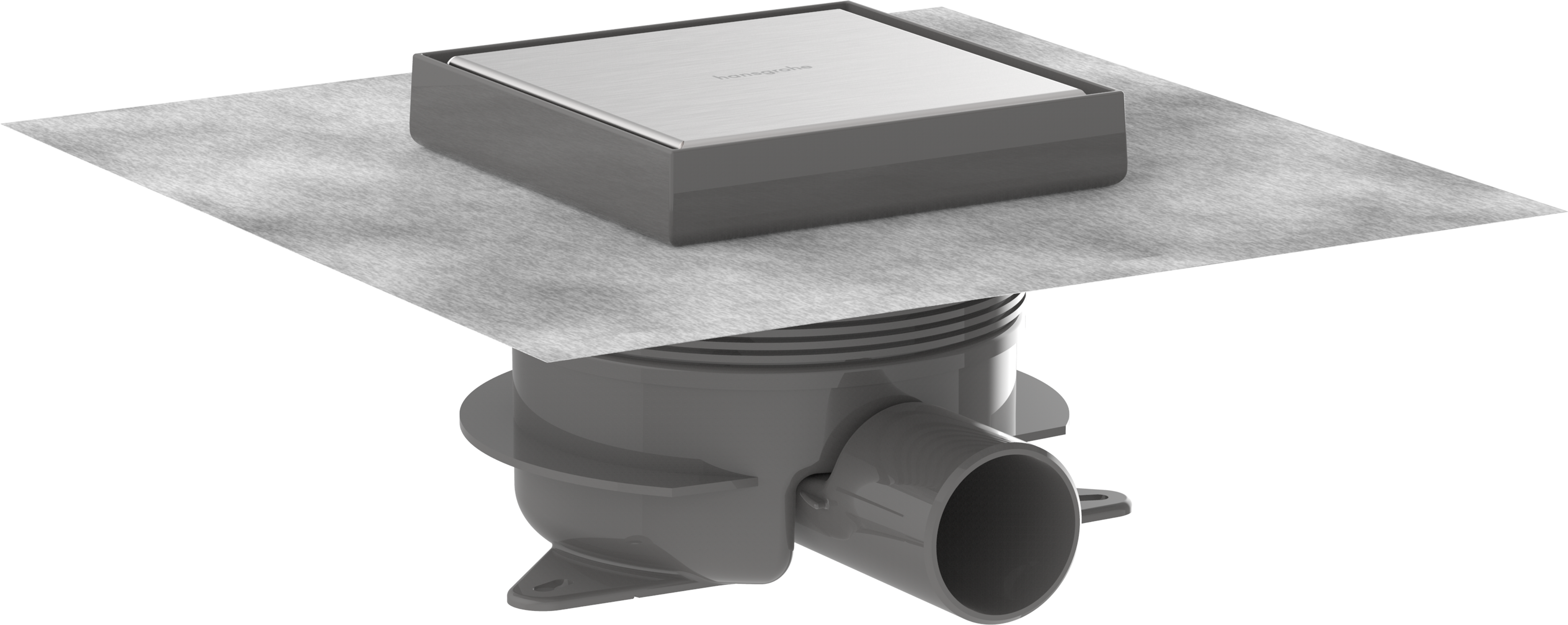 Complete set point drain 150/150 with height adjustable frame and tileable rear cover