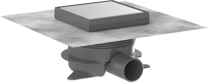 Scarico doccia completo a pozzetto con grata 150/150 con cornice ad altezza regolabile e piastrellabile