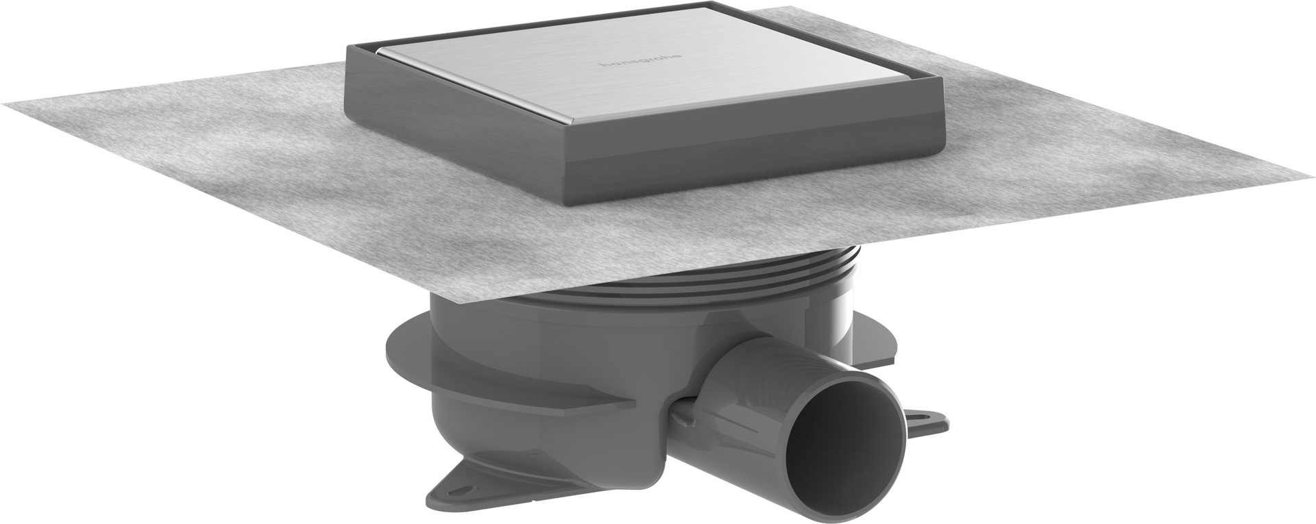 Complete set point drain 150/150 with height adjustable frame and tileable rear cover