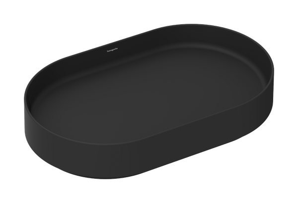 Aufsatzwaschtisch 650/400 ohne Hahnloch und Überlauf Mattschwarz