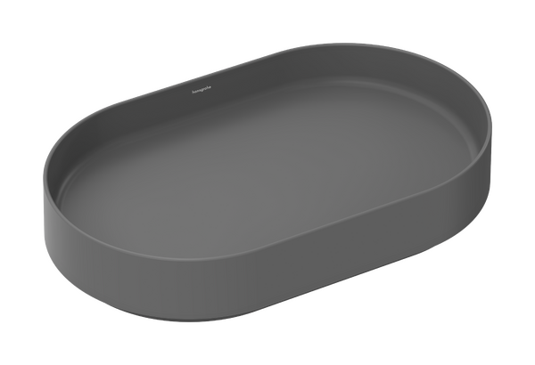 Aufsatzwaschtisch 650/400 ohne Hahnloch und Überlauf Schiefergrau Matt