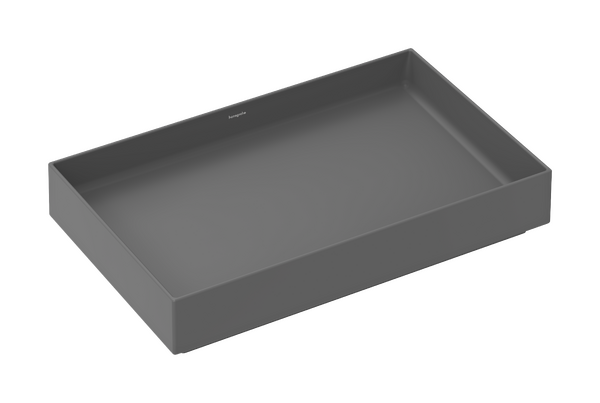 Aufsatzwaschtisch 650/400 ohne Hahnloch und Überlauf Schiefergrau Matt