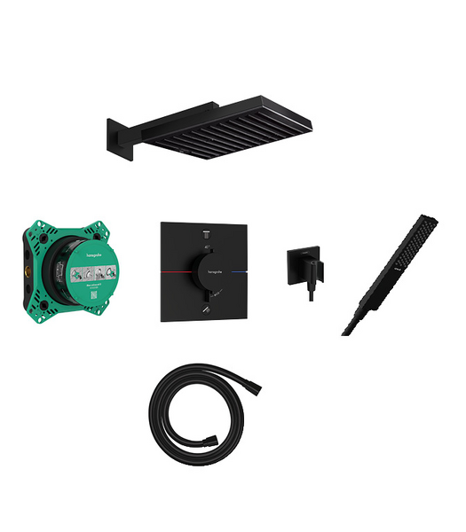 Pulsify 260 overhead, baton hand shower and porter with square valve