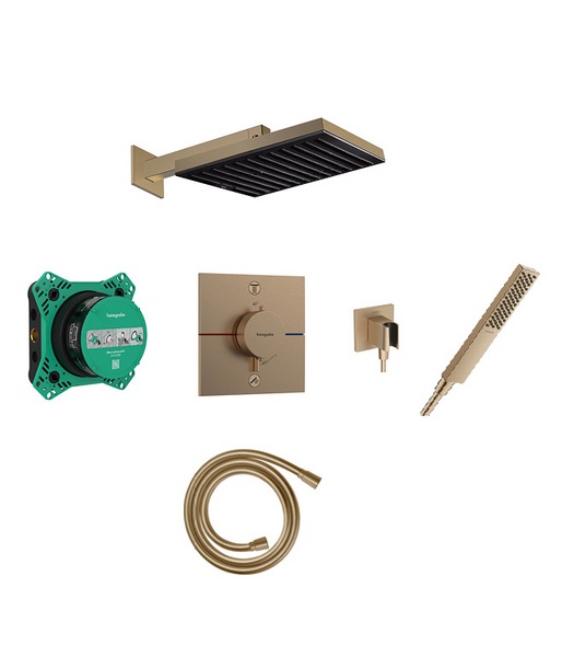 Pulsify 260 overhead, baton hand shower and porter with square valve