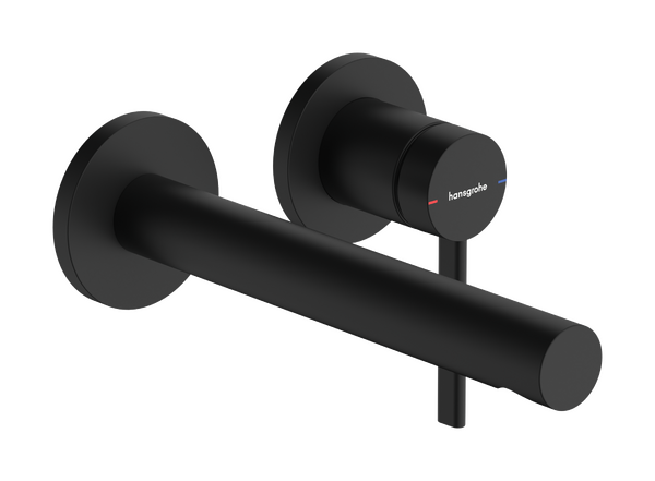 Miscelatore monocomando lavabo ad incasso a parete con bocca di erogazione 19,4 cm Nero Opaco