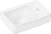 Mała umywalka wisząca z półką po prawej stronie 360/250 z otworem na baterię, bez przelewu