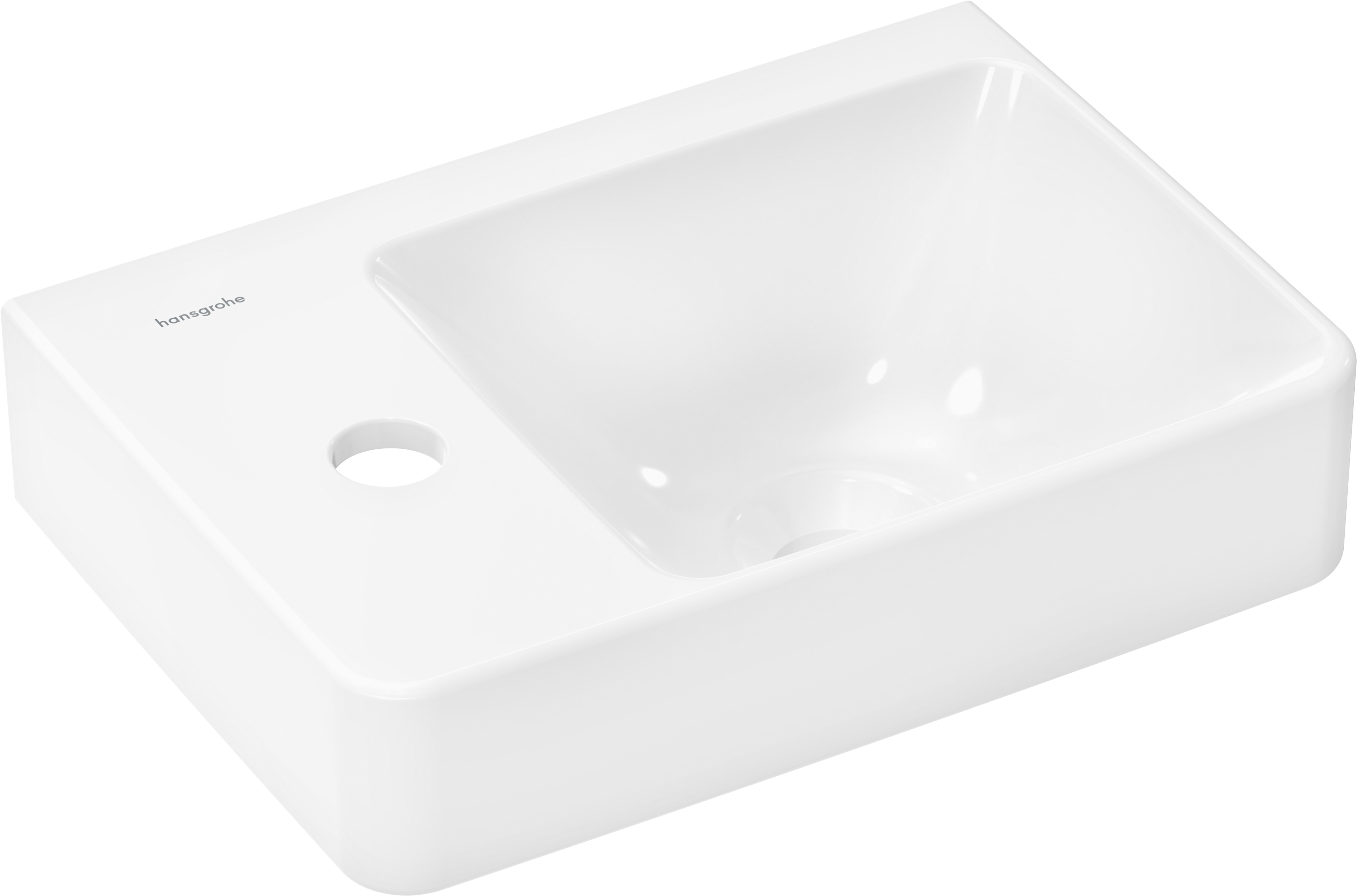 Handrinse basin with shelf left 360/250 with tap hole without overflow