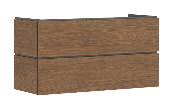 Meuble bas pour plan vasque 1180/470, 2 tiroirs Chêne cendré