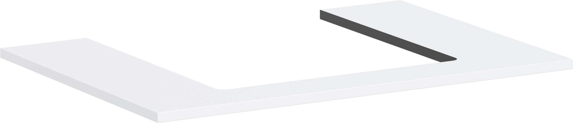 Bänkskiva 780/550 med utskärning i mitten för bänkmonterat tvättställ med slipad undersida 500/480 och 550/480
