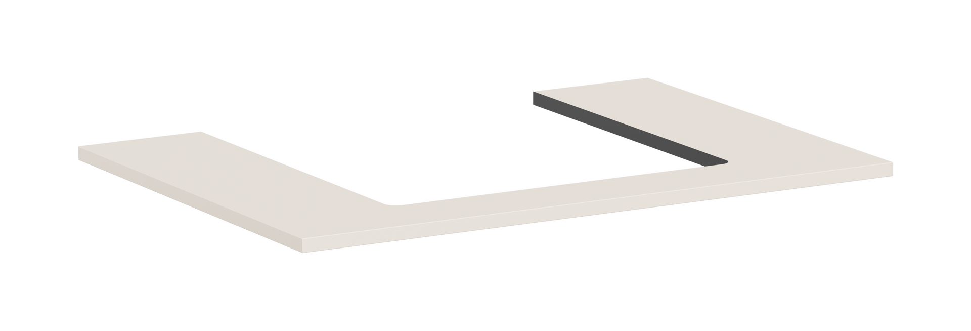 Bordplate 780/550 med utskjæring i midten for bordmontert servant med slipt underkant 500/480 og 550/480