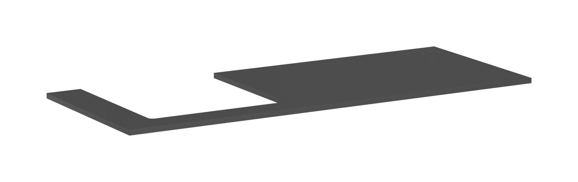 Bordplade 1375/550 med udskæring til venstre til bordmonteret vask med slebet underside 500/480 og 550/480