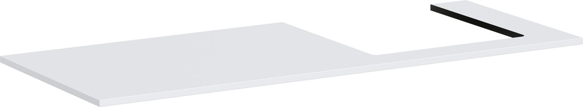 Bordplade 1375/550 med udskæring til højre til bordmonteret vask med slebet underside 500/480 og 550/480