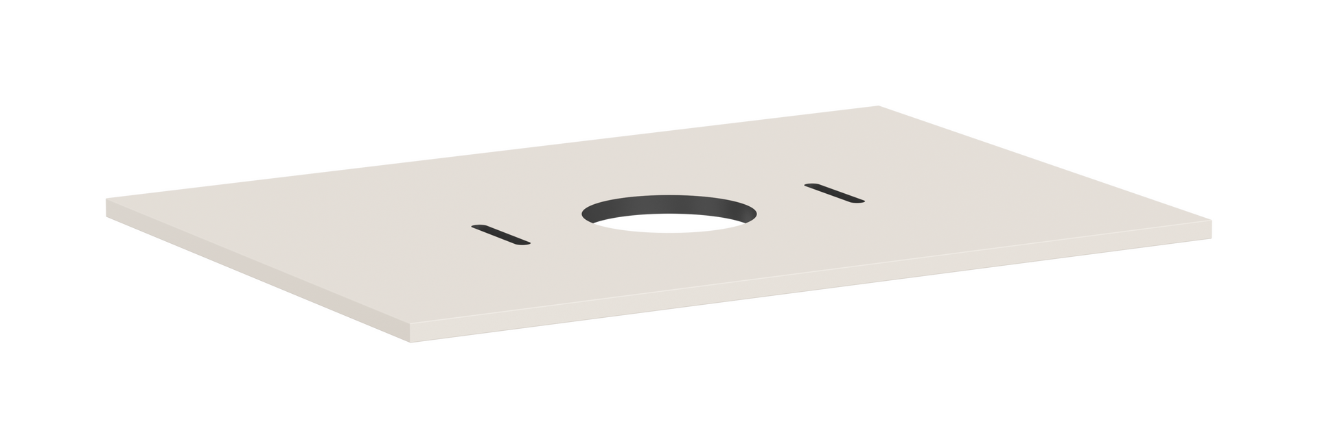 Deska 780/550 s výřezem uprostřed pro umyvadlovou mísu bez otvoru pro baterii