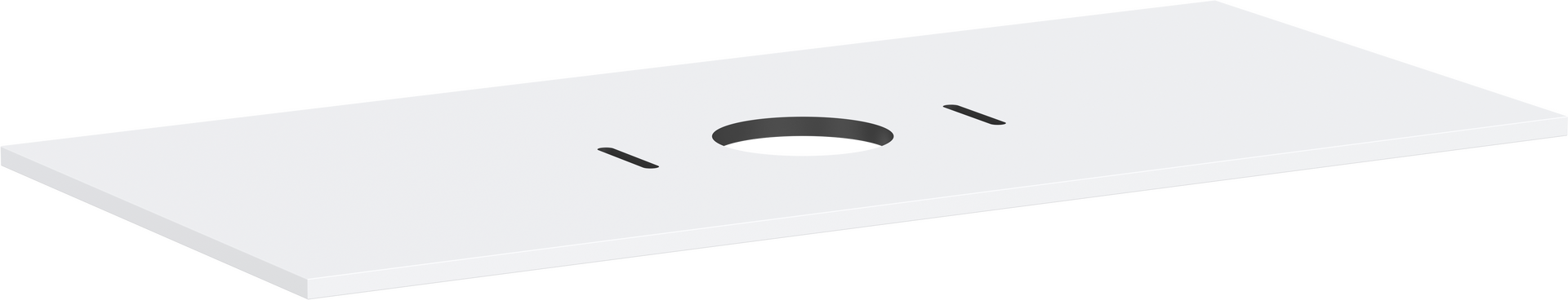 Bänkskiva 1180/550 med utskärning i mitten för tvättfat utan blandarhål