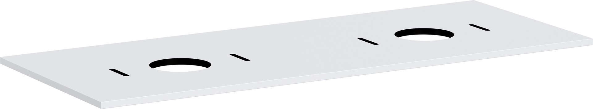 Bänkskiva 1375/550 med 2 utskärningar för tvättfat utan blandarhål