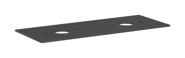 Konsole 1375/550 mit 2 Ausschnitten für Aufsatzwaschtisch ohne Hahnloch Schiefergrau Matt