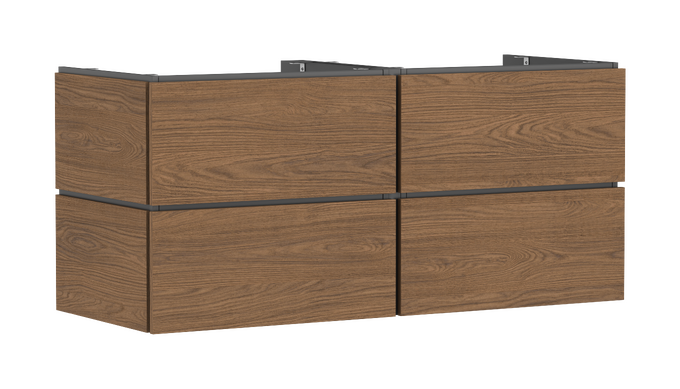 Mueble de baño 1375/550 con 4 cajones PushOpen para consolas con recorte en el centro