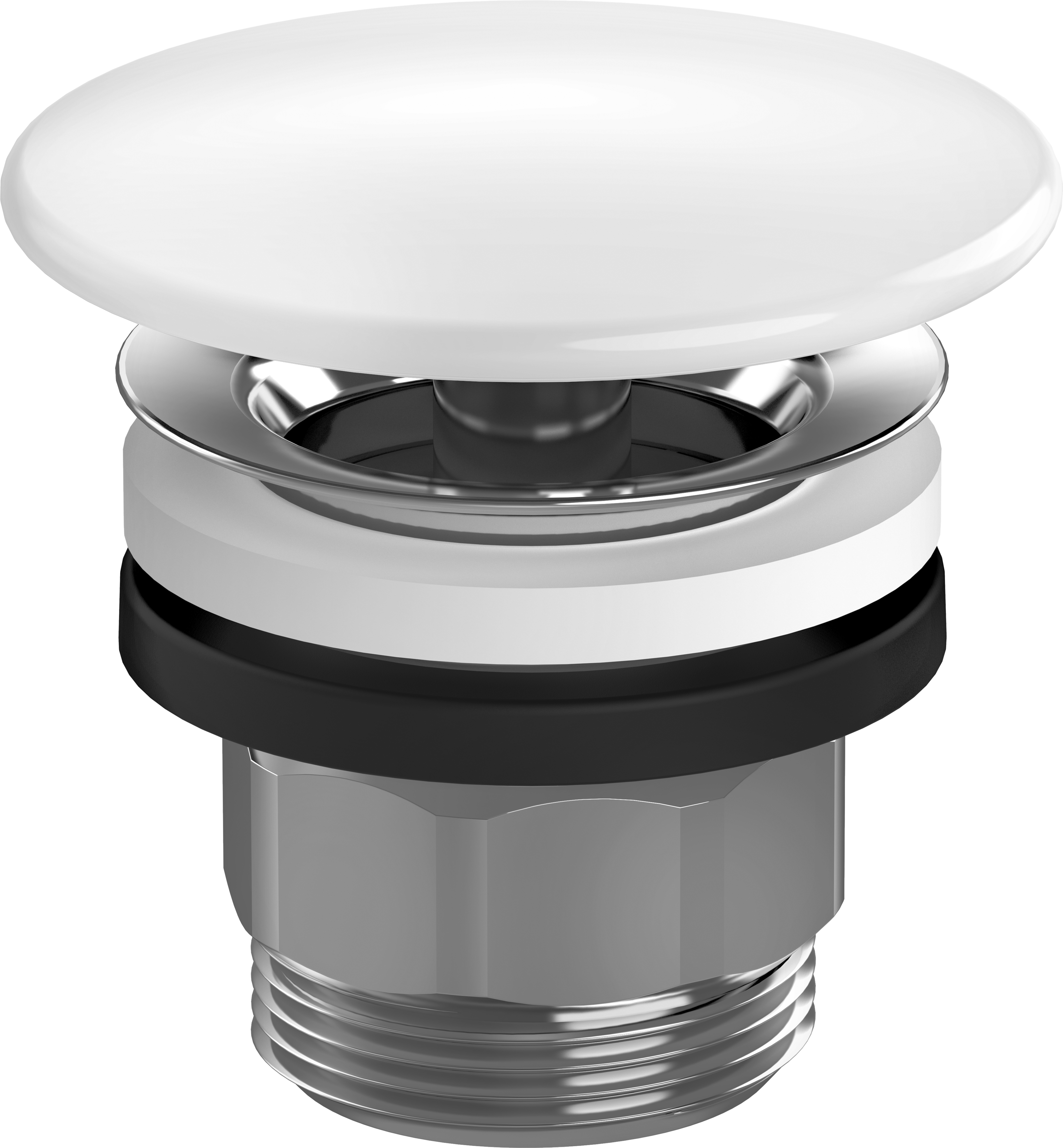 Waste set with round ceramic plug