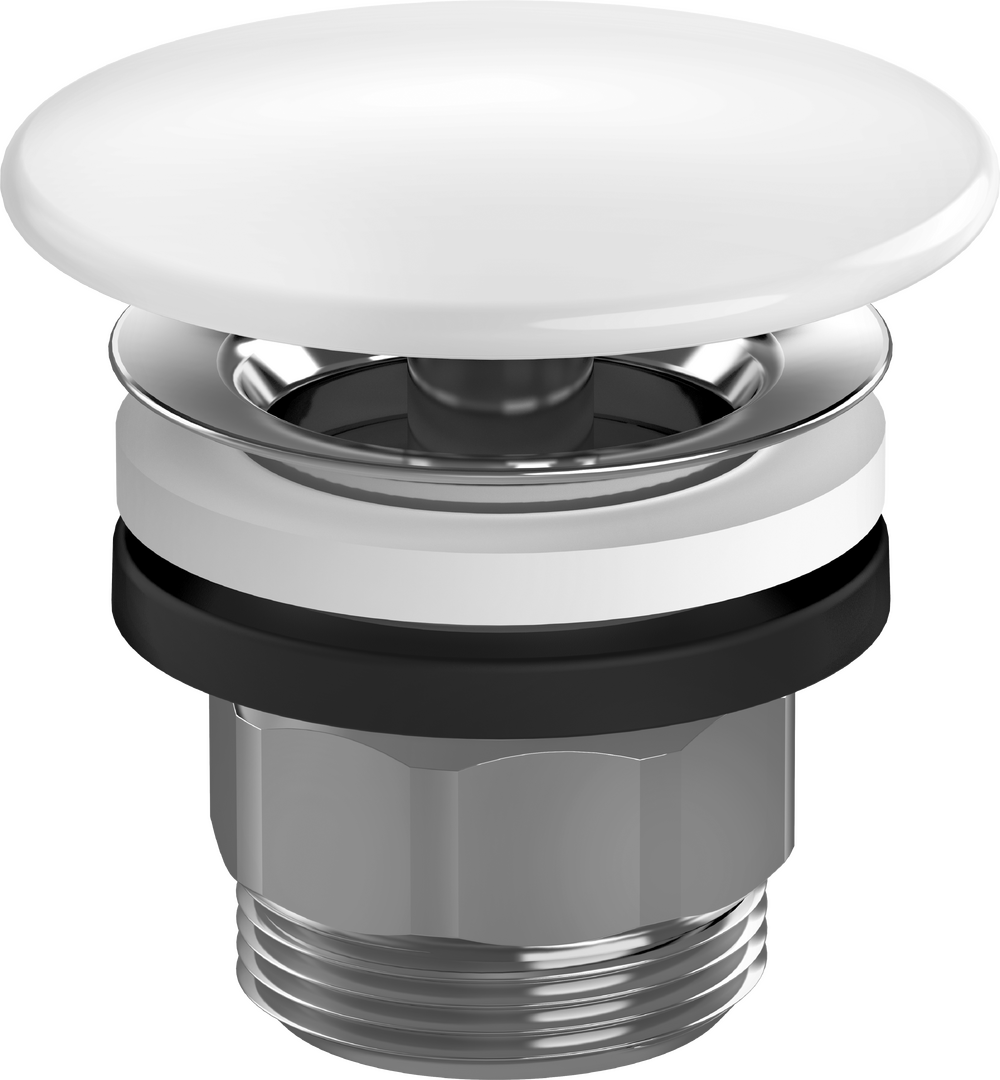 Ablaufgarnitur mit rundem Keramikstopfen