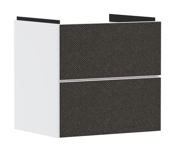 Vanity unit Matt White 580/475 with 2 drawers for wash basin Textile Dark Grey