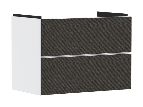 Meuble bas pour plan vasque 780/475, 2 tiroirs, caisson Blanc mat Gris foncé