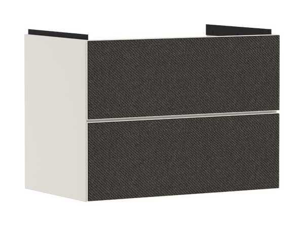 Meuble bas pour plan vasque 780/475, 2 tiroirs, caisson Beige mat Gris foncé