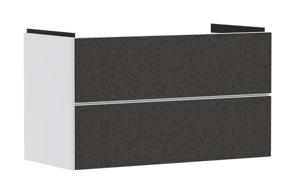 Skříňka pod umyvadlo matná bílá 980/475 se 2 zásuvkami textilní tmavá šedá