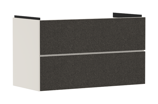 Skříňka pod umyvadlo písková matná béžová 980/475 se 2 zásuvkami textilní tmavá šedá