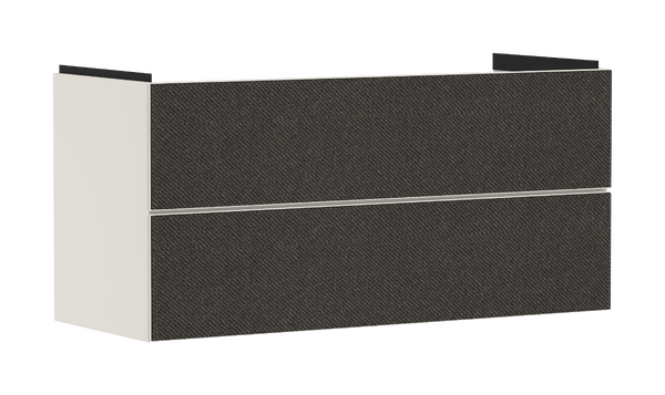 Servantskap matt sandbeige 1180/475 med 2 skuffer for servant Tekstil i mørk grå