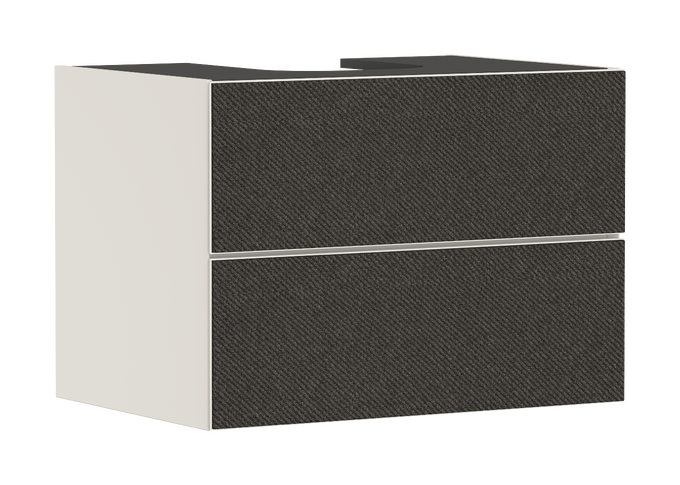 Mueble de baño beige arena mate 780/550 con 2 cajones para consolas con recorte en el centro