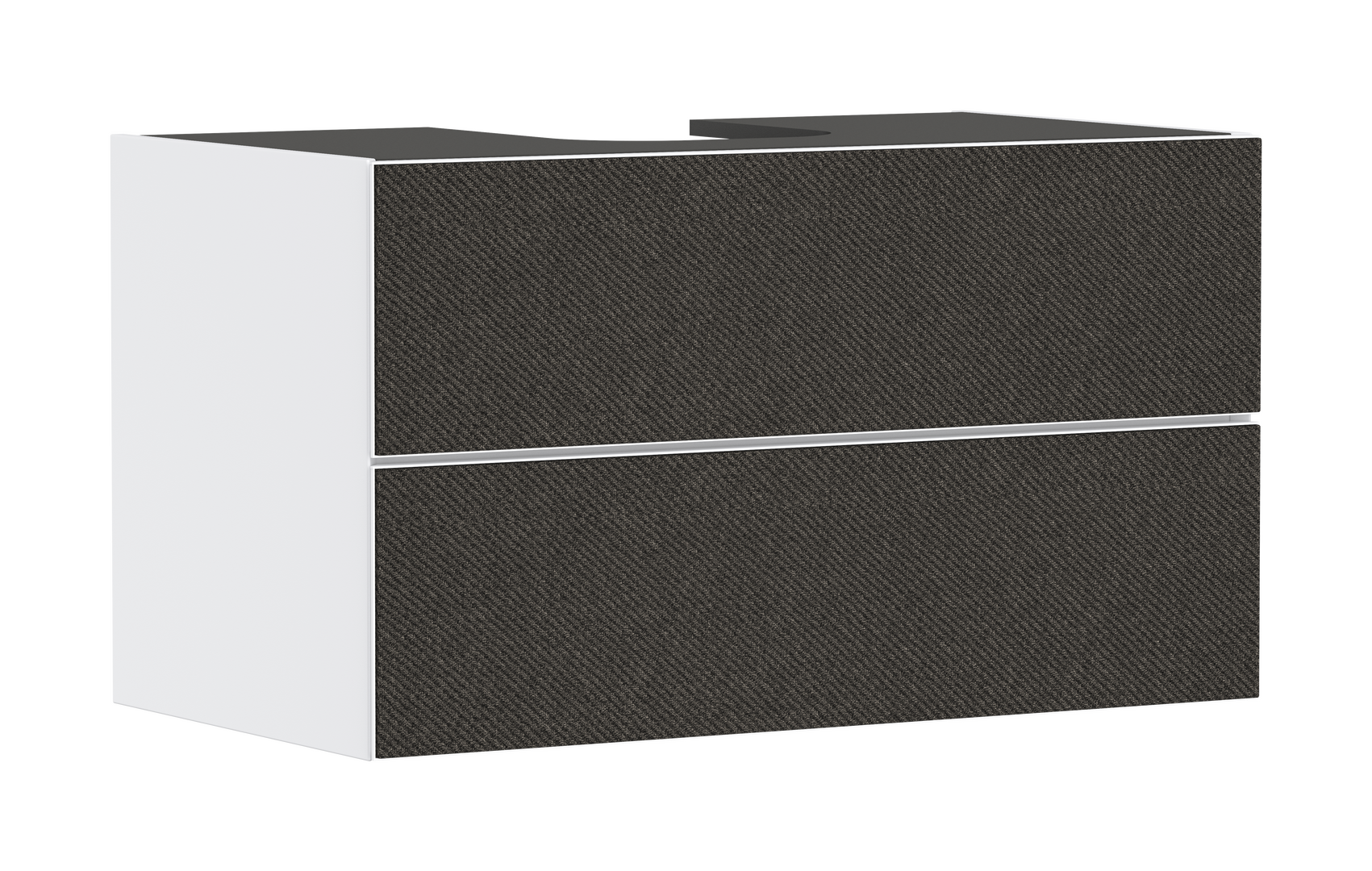 Base sottolavabo con 2 cassetti Bianco Opaco 980/550 per top con foro centrale