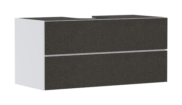 Vaskeskab mat hvid 1180/550 med 2 skuffer til bordplade med udskæring i midten